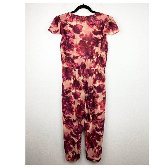 FOR LOVE AND LEMONS Sweet Jane Cropped Jumpsuit with Deep V Neckline, Red, Small - Picture 3 of 10